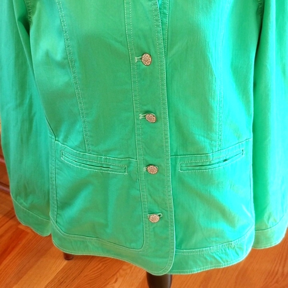 Denim & Co Jacket Size:M, Color: Aquamarine Green - Picture 2 of 9